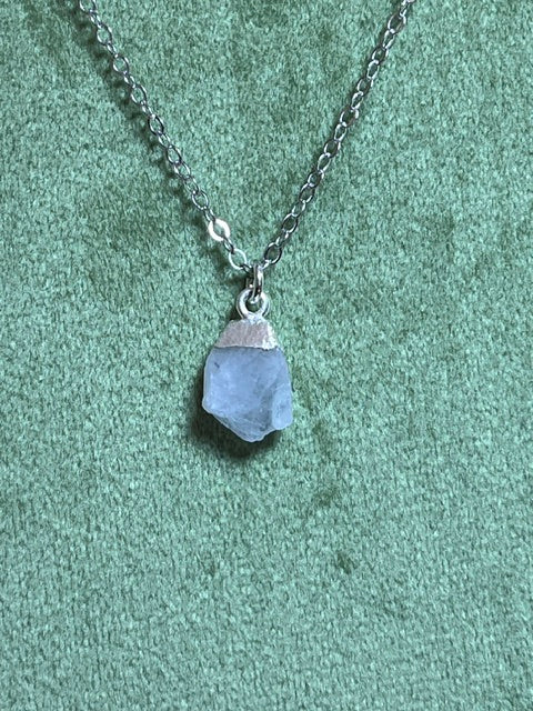 Raw Rainbow Moonstone Birthstone Pendant