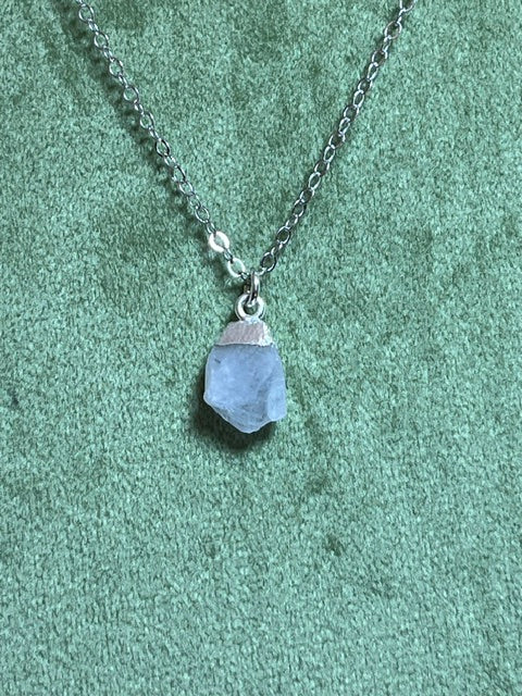 Raw Rainbow Moonstone Birthstone Pendant