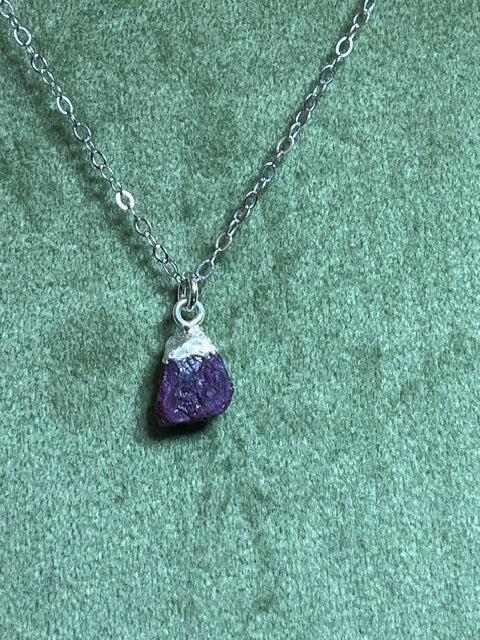 Raw Ruby Birthstone Pendant