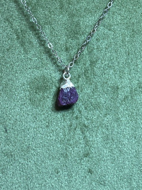 Raw Ruby Birthstone Pendant
