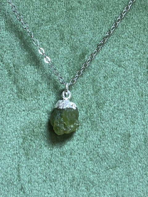 Raw Peridot Birthstone Pendant