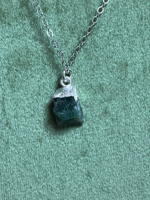 Raw Emerald Birthstone Pendant