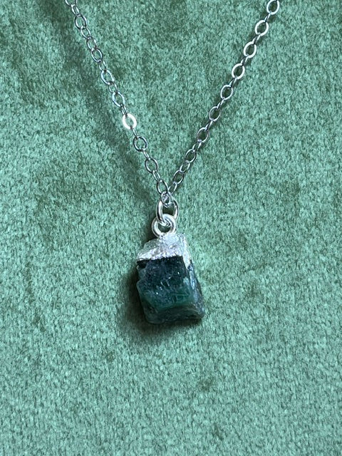 Raw Emerald Birthstone Pendant