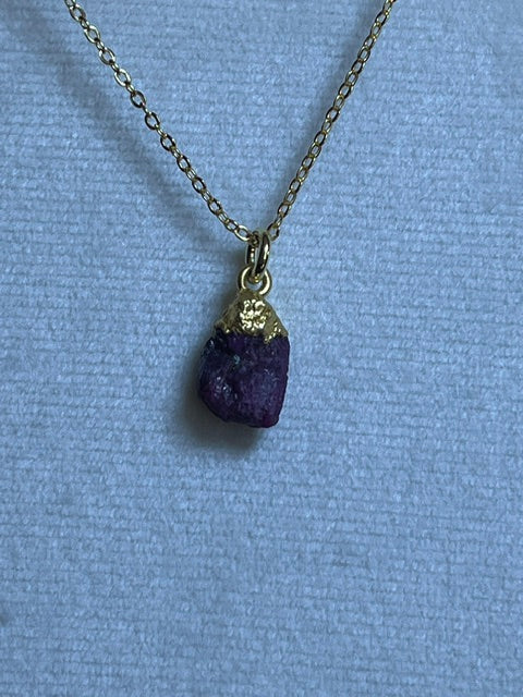 Raw Ruby Birthstone Pendant