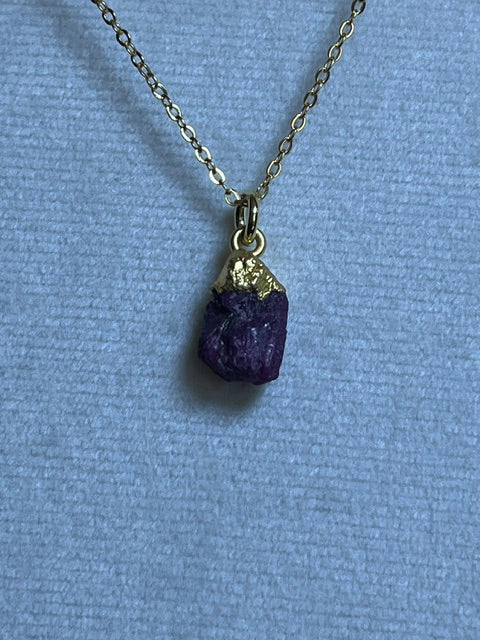 Raw Ruby Birthstone Pendant