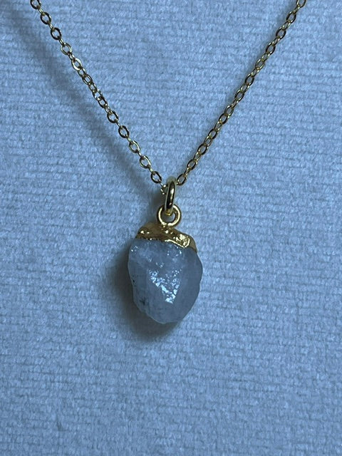 Raw Rainbow Moonstone Birthstone Pendant