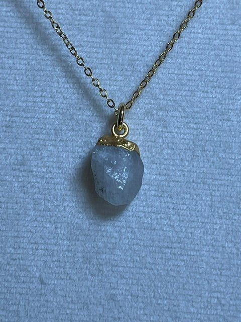 Raw Rainbow Moonstone Birthstone Pendant
