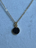 Black Druzy Round Pendant