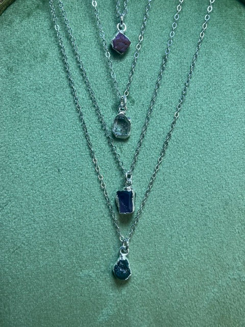 Raw small Nuggets Pendants Sterling Silver