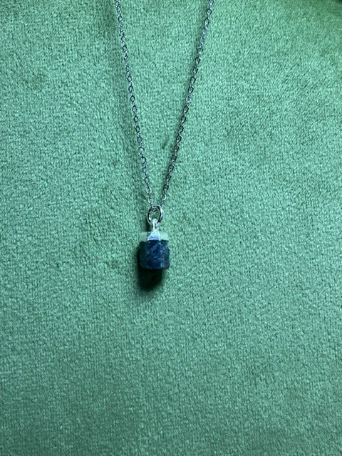 Raw Sapphire Birthstone Pendant
