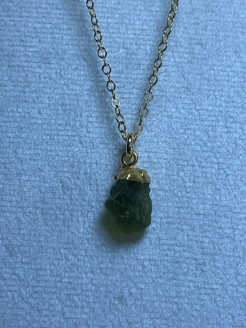 Raw Peridot Birthstone Pendant