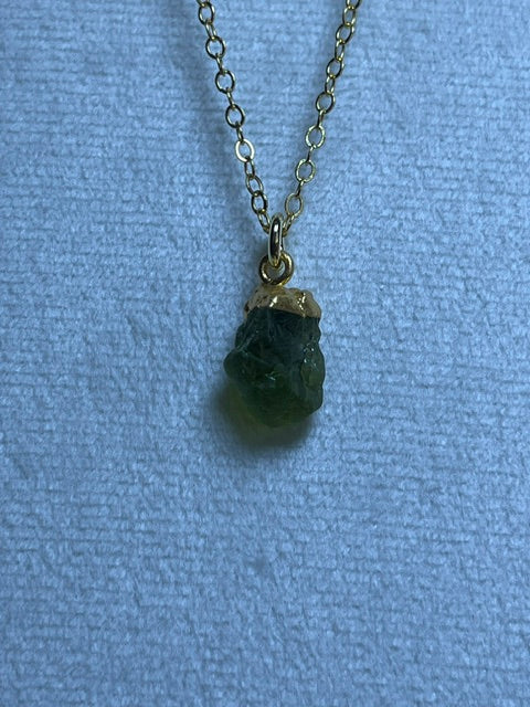Raw Peridot Birthstone Pendant