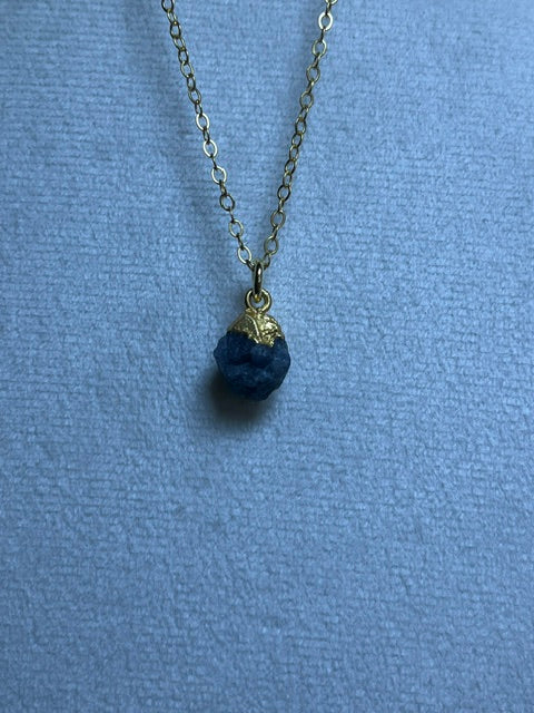 Raw Sapphire Birthstone Pendant