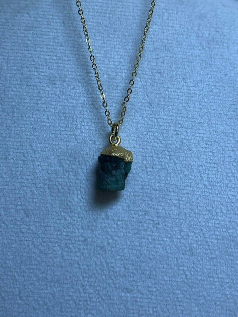 Raw Emerald Birthstone Pendant