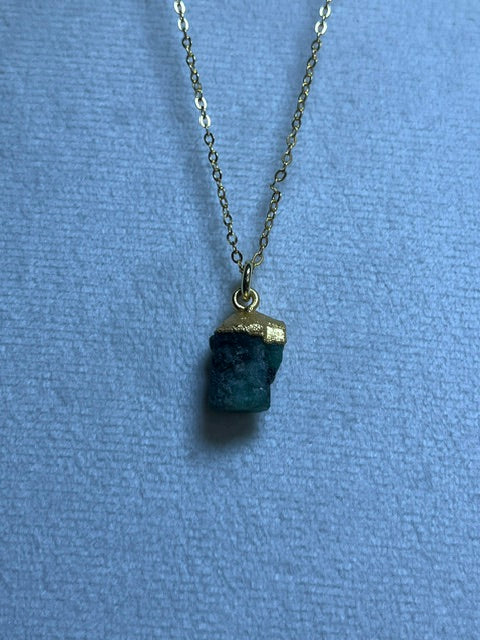 Raw Emerald Birthstone Pendant
